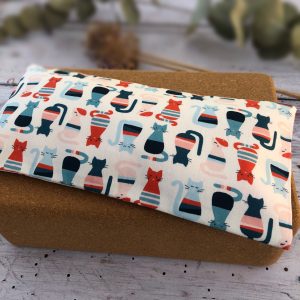 Organic cotton eye pillow with a cat design handmade by Equilibrium Lifestyle