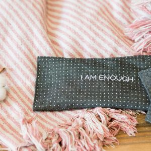 Relaxation Eye Pillow - Dark Grey With White Dots 'I Am Enough' Affirmation