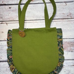 Medium Round Ruffle Tote Bag – Green Forest Liberty