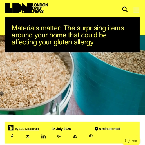 Article by Nadine on the materials around your home that could affect your gluten allergy - on the London Daily News website