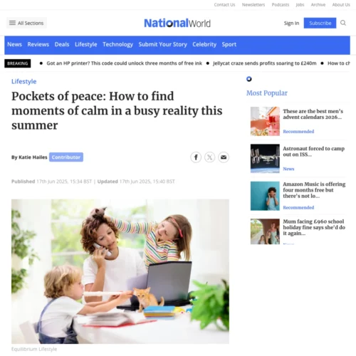 Screenshot of an article featuring Nadine's products on the National World website